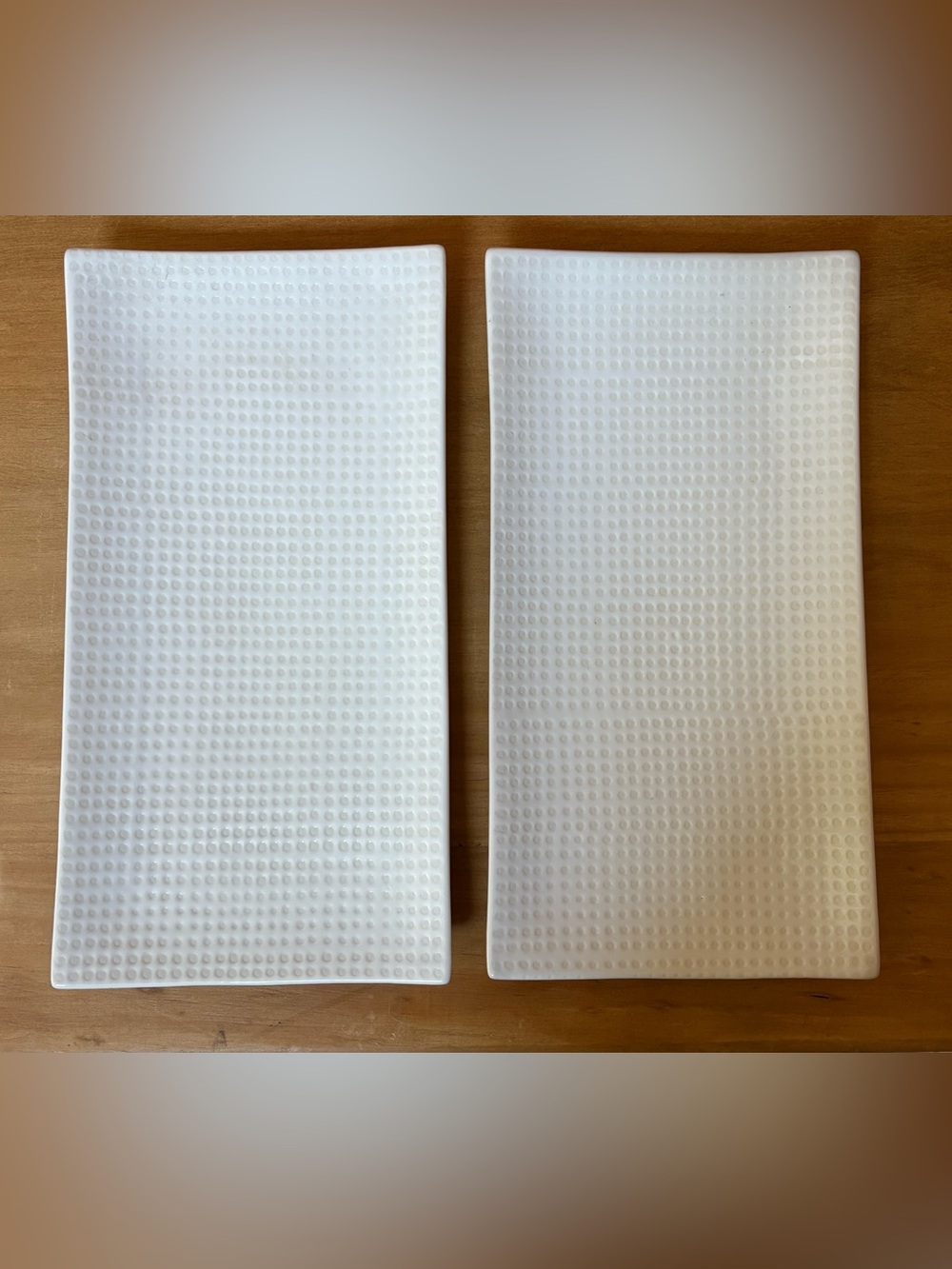 Crate&Barrel White Rectangular Ceramic Serving Platters (Set of 2)